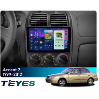 Штатная магнитола Teyes CC4 Pro 2k 8+128 Gb Hyundai Accent 2 LC2 1999-2012 (F1) 9"