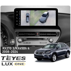 Штатная магнитола Teyes LUX ONE 6+128 Gb 360° Lexus RX270 3 RX450h 3 AL10 2008-2015 / RX450h 4 AL20 2015-2024 (A1) 12.3"