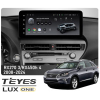 Штатная магнитола Teyes LUX ONE 4+32 Gb Lexus RX270 3 RX450h 3 AL10 2008-2015 / RX450h 4 AL20 2015-2024 (A1) 12.3"