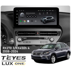 Штатна магнітола Teyes LUX ONE 4+32 Gb Lexus RX270 3 RX450h 3 AL10 2008-2015 / RX450h 4 AL20 2015-2024 (A1) 12.3"