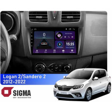 Штатная магнитола Sigma E9232 2+32 Gb Renault Logan 2 2012-2022, Sandero 2 2013-2022 (F1) (A) 9"