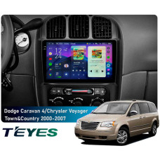 Штатная магнитола Teyes CC4 Pro 2k 8+128 Gb Dodge Caravan 4, Chrysler Voyager RG RS, Town&Country RS 2000-2007 (B) 10"