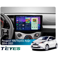 Штатная магнитола Teyes CC4 Pro 2k 8+128 Gb Peugeot 108/Toyota Aygo B40 2014-2021 (F2) 9"