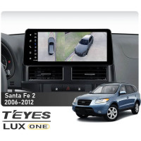 Штатная магнитола Teyes LUX ONE 6+128 Gb 360° Hyundai Santa Fe 2 2006-2012 12.3"