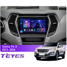 Штатная магнитола Teyes CC3 6+128 Gb 360° Hyundai Santa Fe 3 2013-2016 (A) 9"