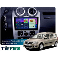 Штатная магнитола Teyes CC4 Pro 2k 8+128 Gb Renault Logan 1, Sandero, Dacia, Duster 2009-2017 9"