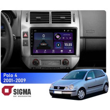 Штатная магнитола Sigma E9232 2+32 Gb Volkswagen Polo 4 Mk4 2001-2009 (F2) 9"