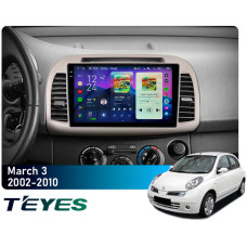 Штатная магнитола Teyes CC4 Pro 2k 8+128 Gb Nissan March 3 K12 2002-2010 9"