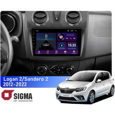 Штатная магнитола Sigma E9232 2+32 Gb Renault Logan 2 2012-2022, Sandero 2 2013-2022 (F2) (A) 9"