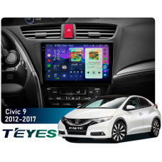 Штатная магнитола Teyes CC4 Pro 2k 8+128 Gb Honda Civic 9 FK FB 2012-2017 9"