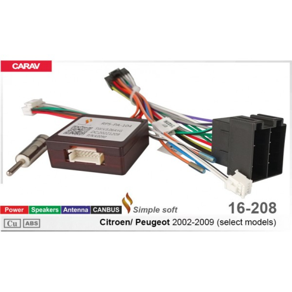 Переходник для магнитол 9", 10.1" Citroen, Peugeot Carav 16-208
