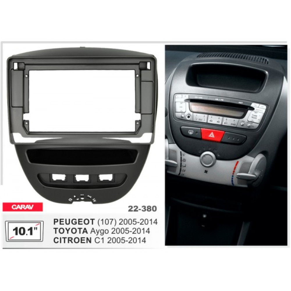 Переходная рамка Carav Citroen C1, Peugeot 107, Toyota Aygo (22-380)