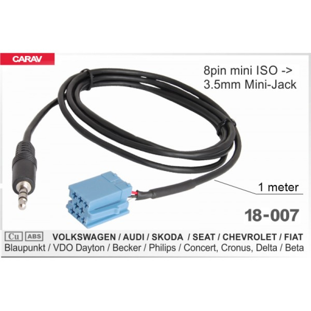Кабель адаптер CARAV AUX Volkswagen, Audi, Skoda, Seat, Chevrolet, Fiat 18-007