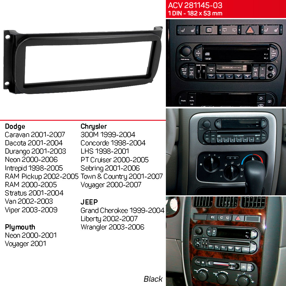 Переходная рамка ACV Jeep Grand Cherokee, Liberty, Wrangler (281145-03)