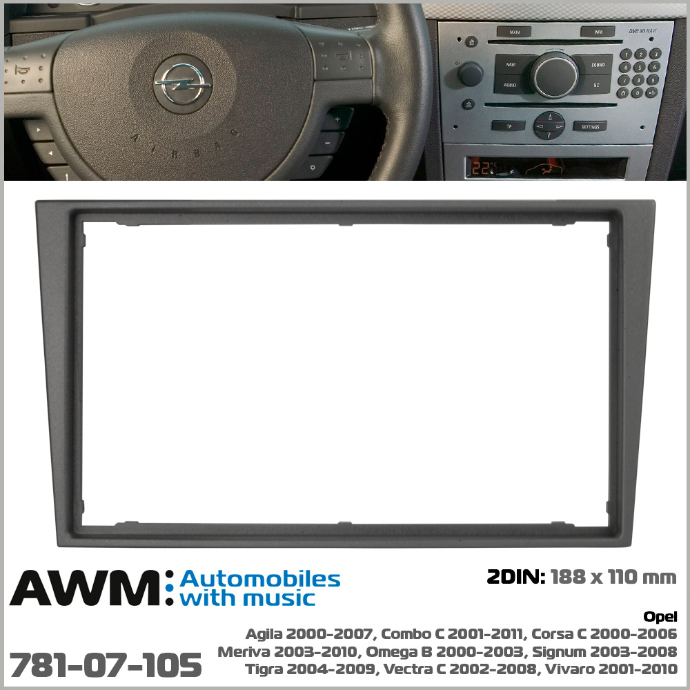 Переходная рамка AWM Opel Agila, Combo, Corsa, Meriva, Omega, Signum, Tigra, Vectra, Vivaro (781-07-105)