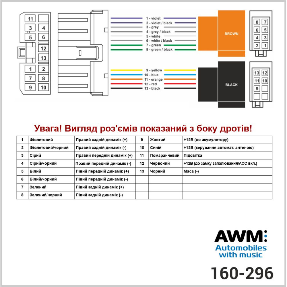 Разъем для штатной магнитолы Subaru, Renault AWM 160-296