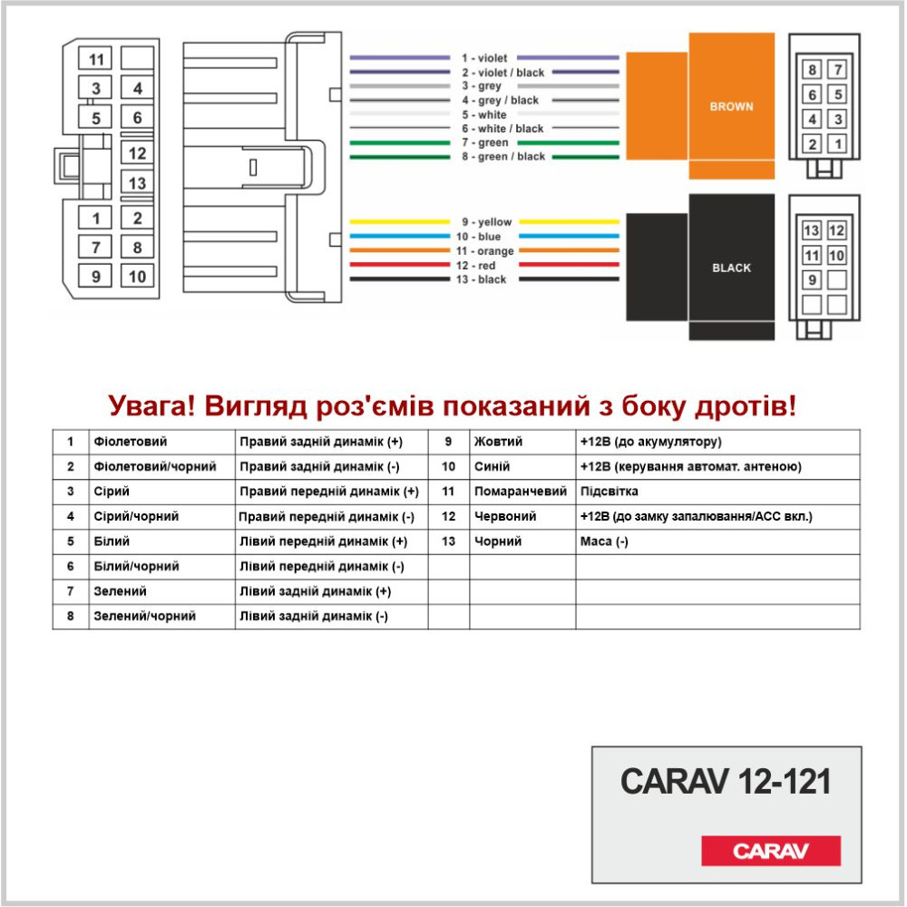 Разъем для штатной магнитолы Carav Subaru, Renault (12-121)