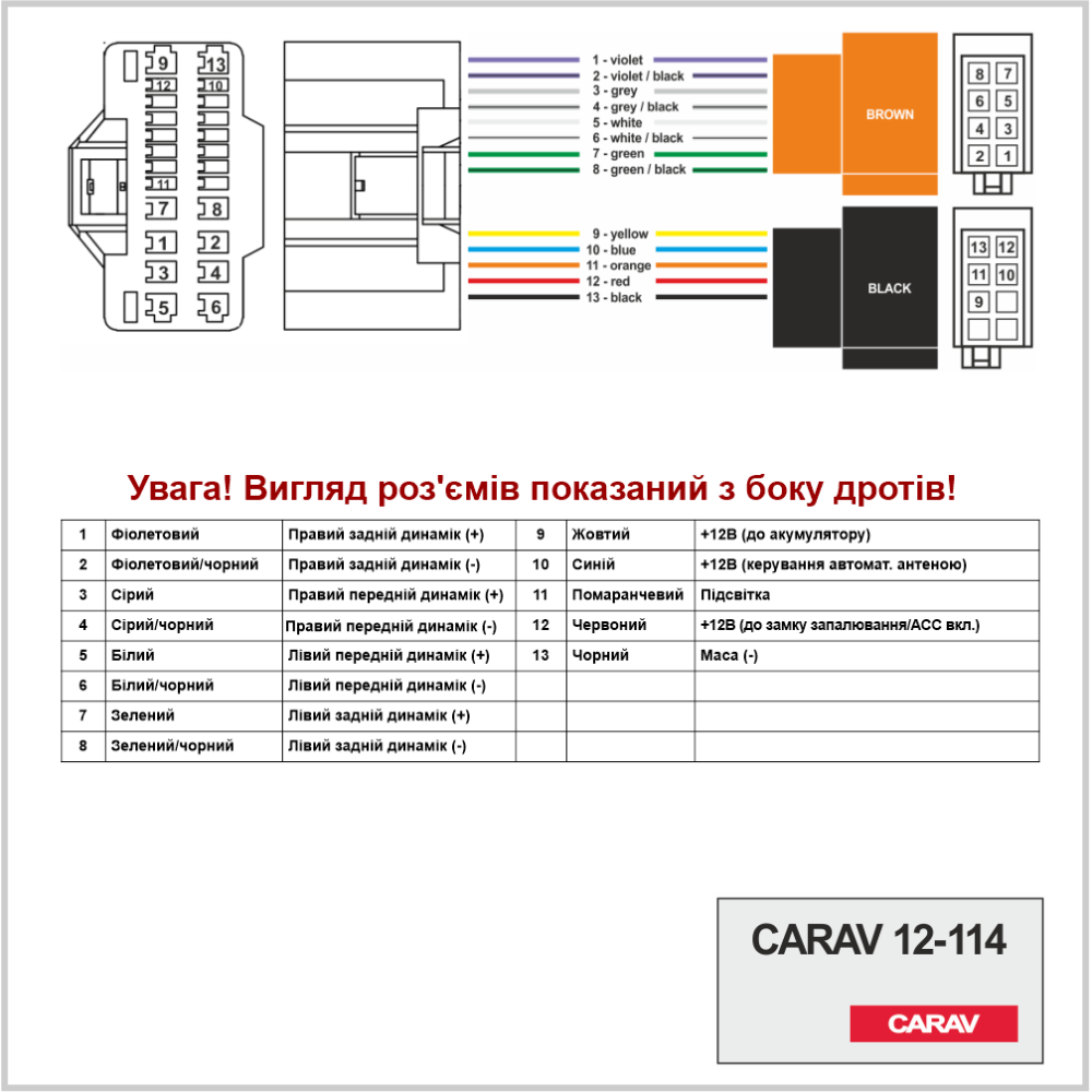 Разъём для штатной магнитолы CARAV KIA, Hyundai (12-114)