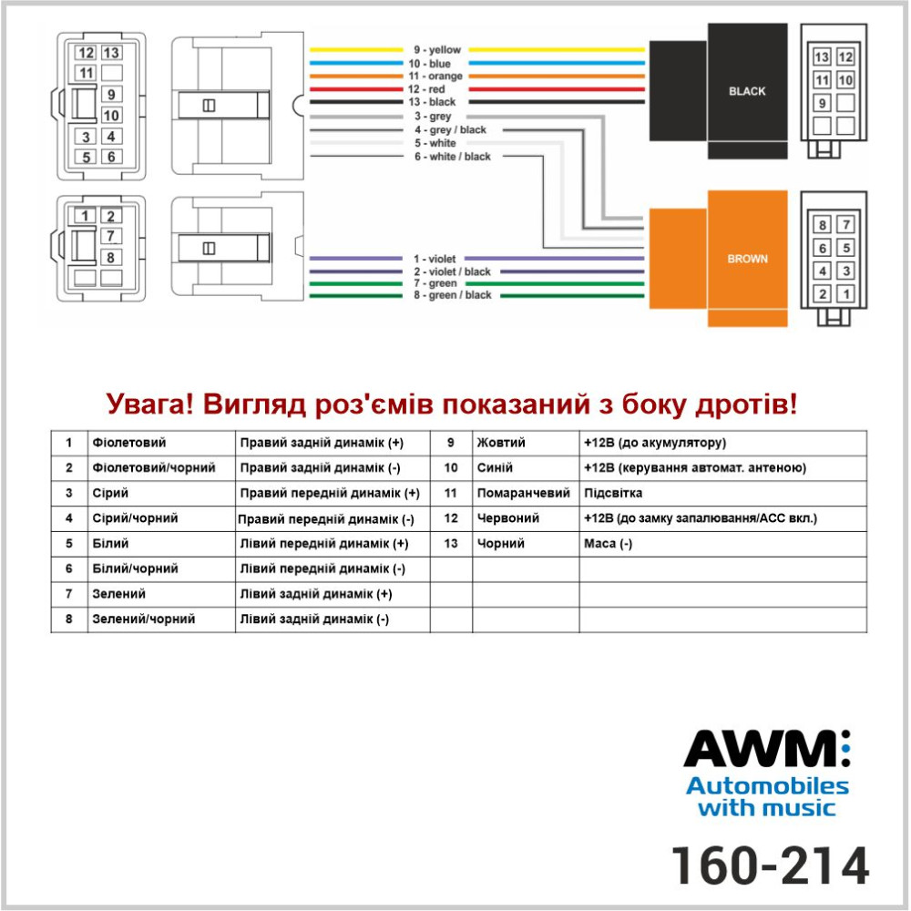 Разъем для штатной магнитолы Nissan AWM 160-214