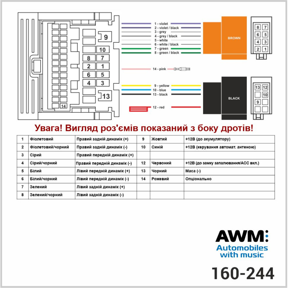 Разъем для штатной магнитолы Chevrolet, Opel AWM 160-244