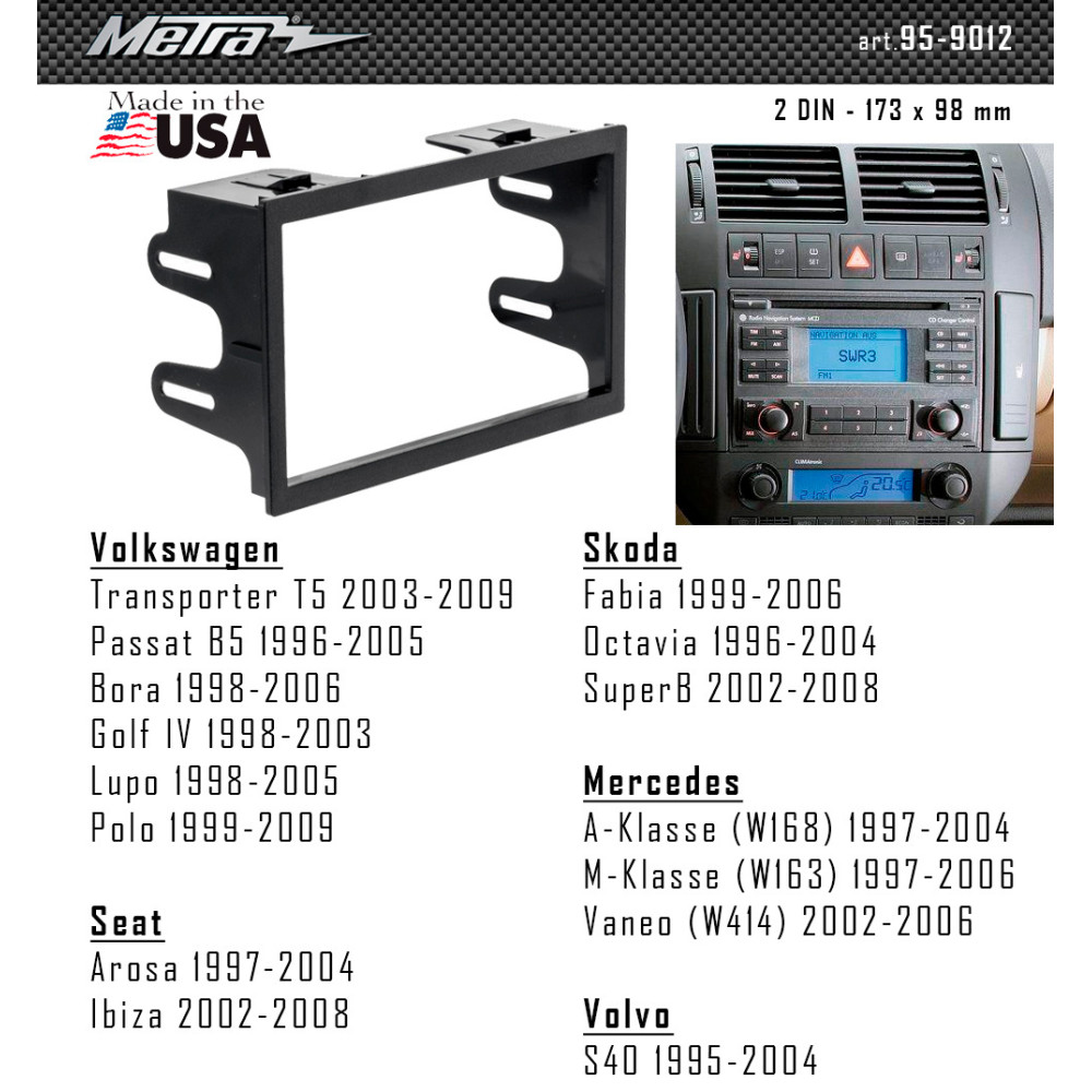 Переходная рамка Mercedes A-klasse, M-klasse, Vaneo Metra 95-9012