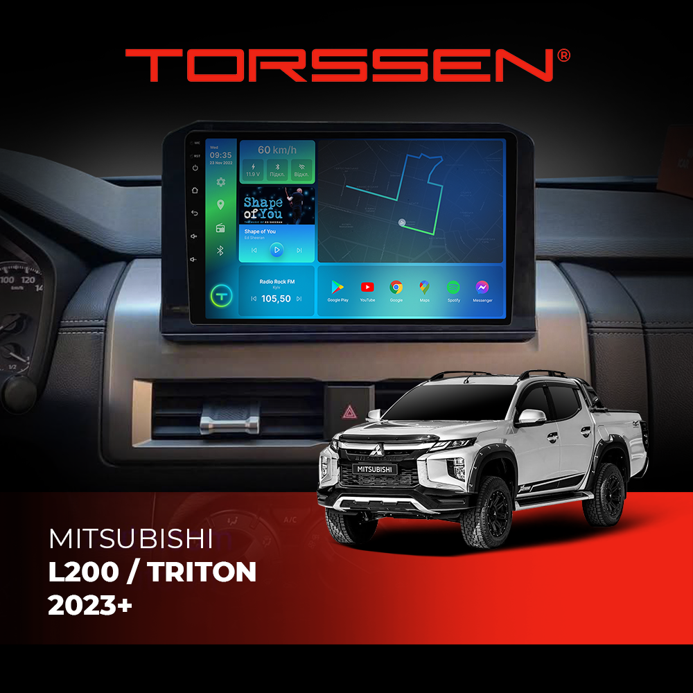 Штатная магнитола Torssen Mitsubishi L200 / Triton 2023+ FL9 4+64Gb 4G Carplay DSP