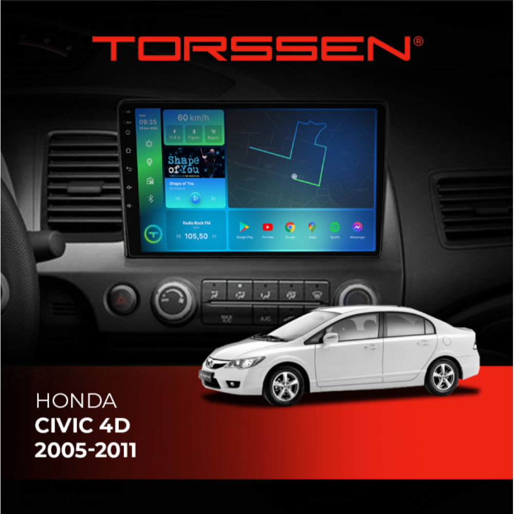 Штатная магнитола Torssen Honda Civic 4D 2005-2011 F10116
