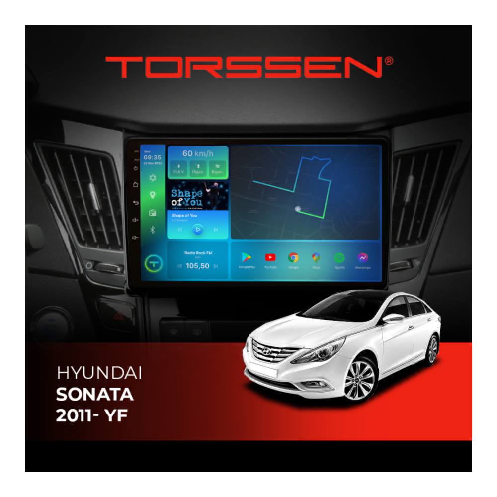 Штатная магнитола Torssen Hyundai Sonata 11- YF FL9 4+64Gb 4G Carplay DSP