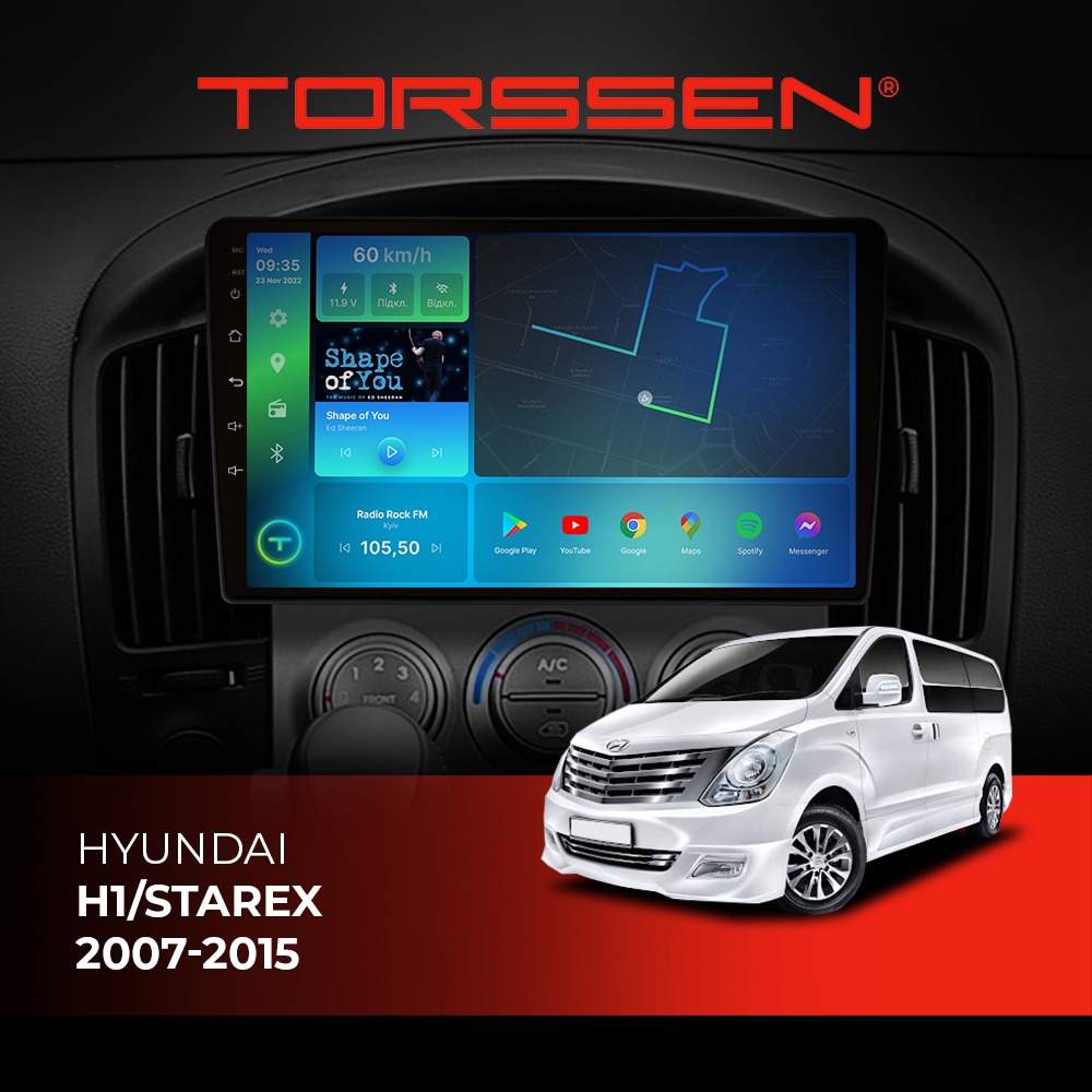 Штатная магнитола Torssen Hyundai H1/Starex 07-15 NF9 Carplay