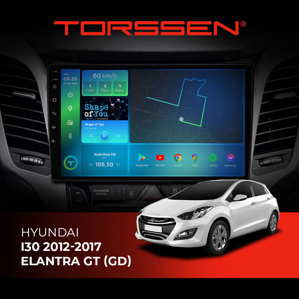 Штатная магнитола Torssen Hyundai I30 12-17/Elantra GT (GD) NF9 Carplay