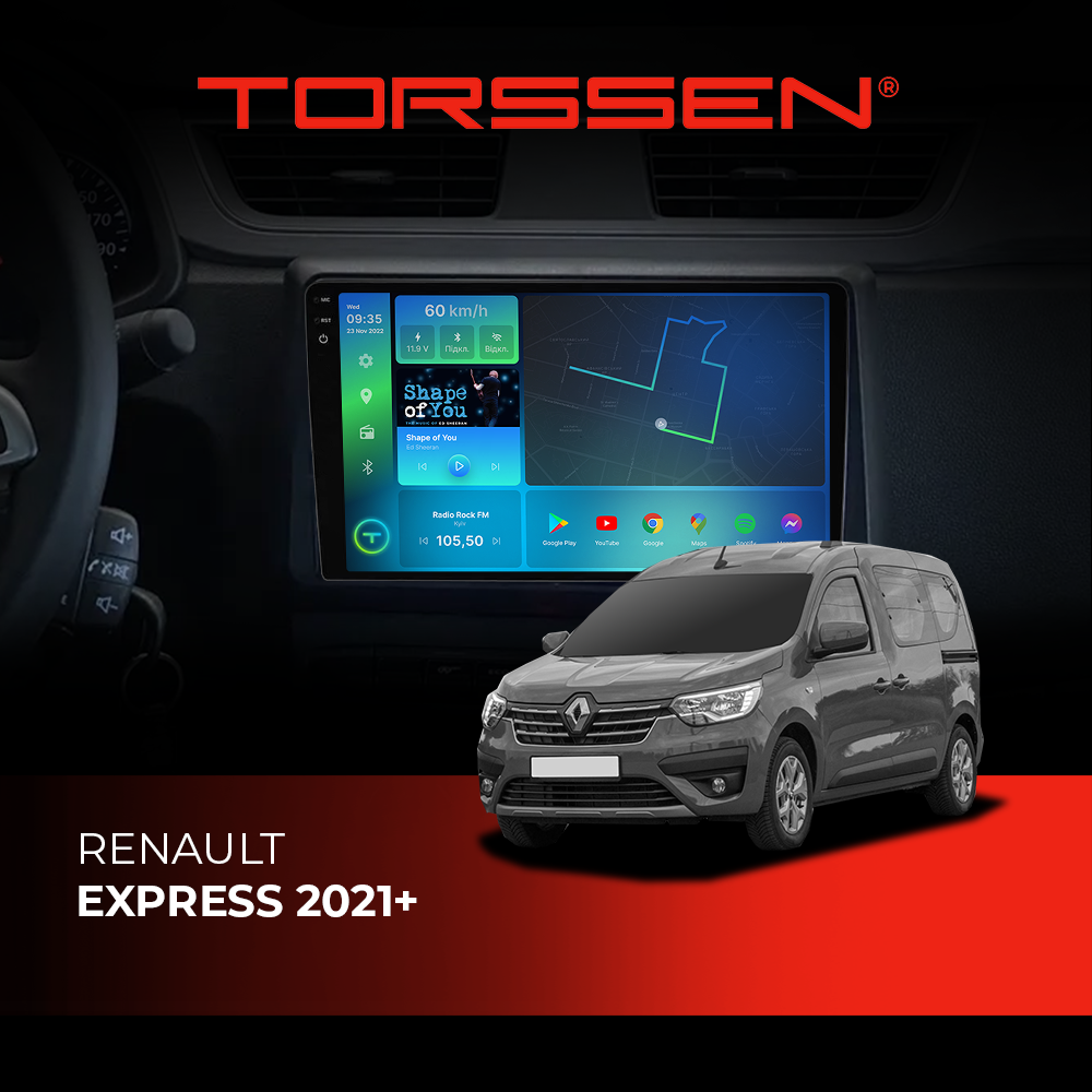 Штатная магнитола Torssen 2K Renault Express 2021+ F96128 4G Carplay DSP