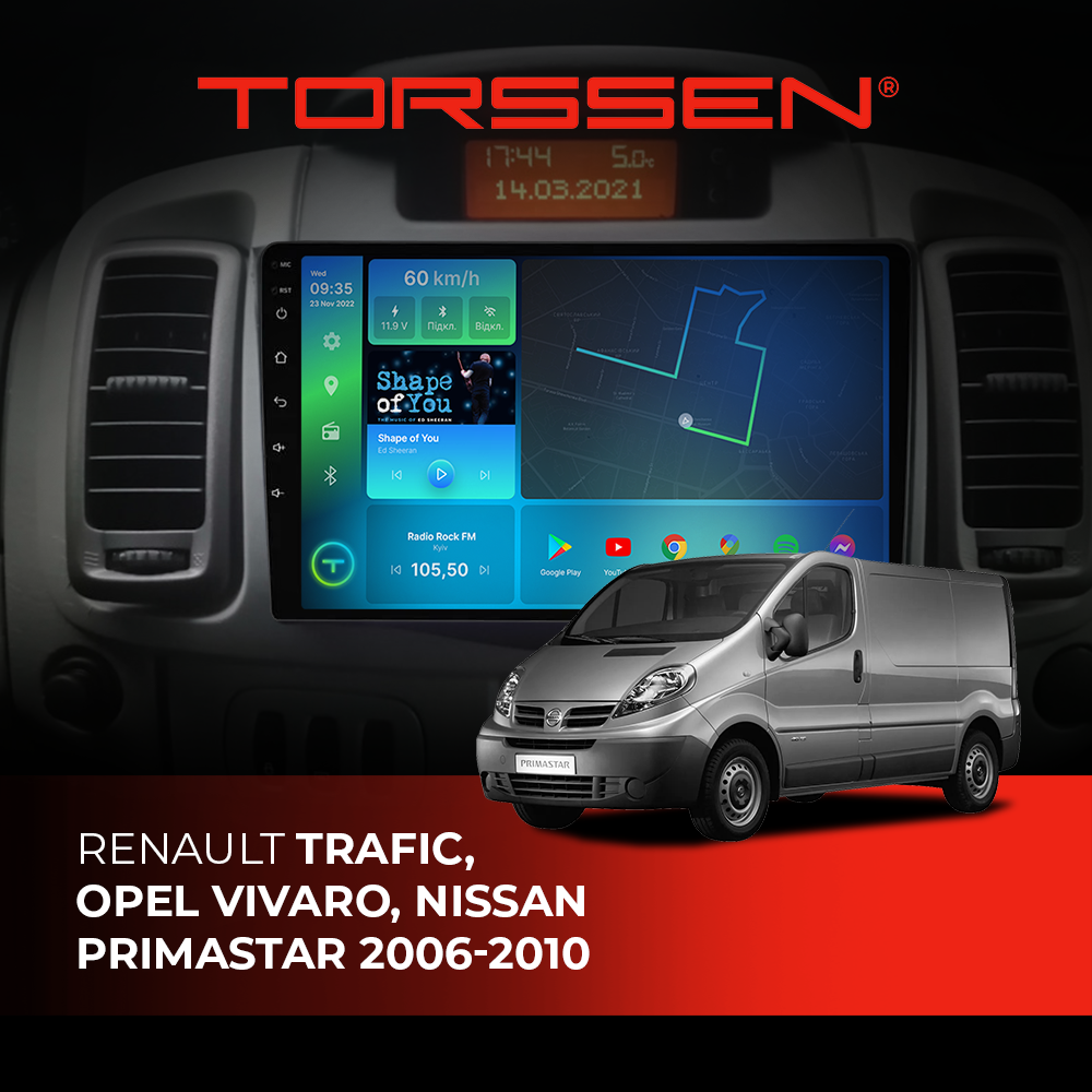 Штатная магнитола Torssen Renault Trafic, Opel Vivaro, Nissan Primastar 06-10 F10232 4G Carplay DSP