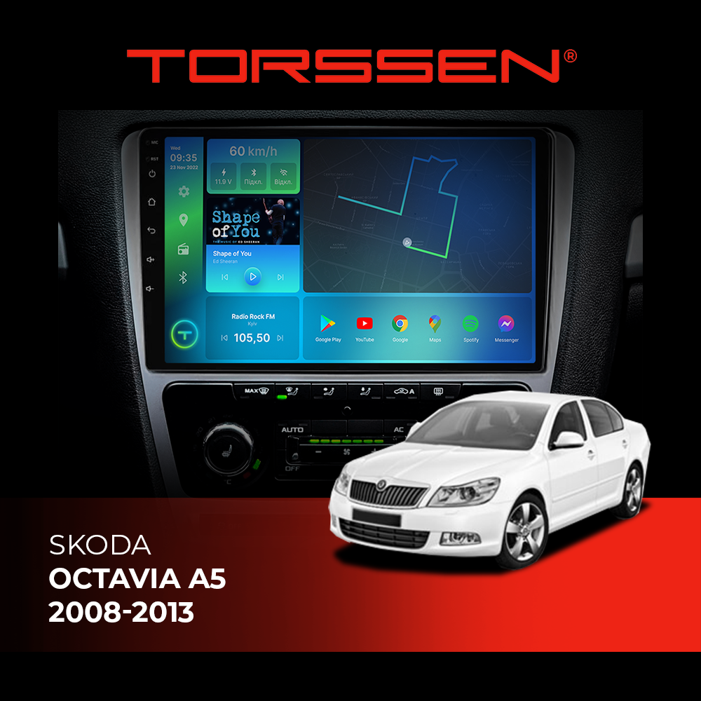 Штатная магнитола Torssen Skoda Octavia A5 08-13 NF9 Carplay