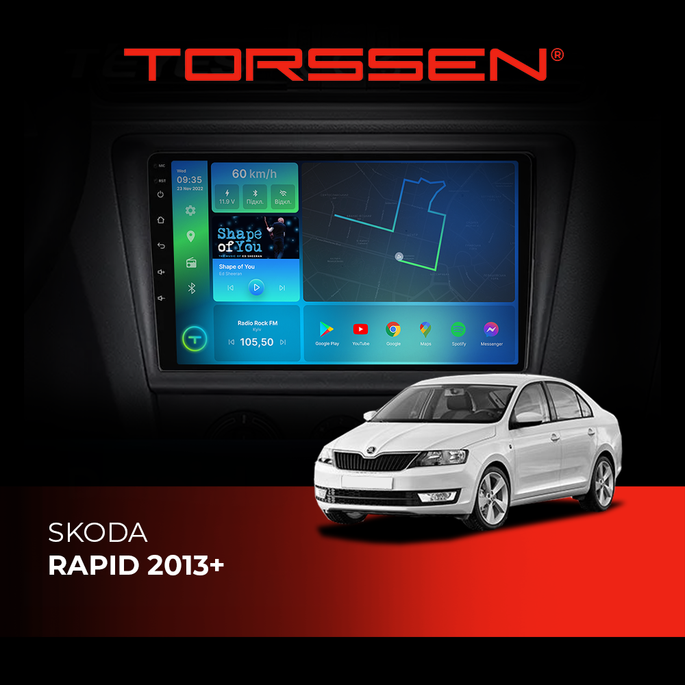 Штатная магнитола Torssen Skoda Rapid 2013+ NF9 Carplay