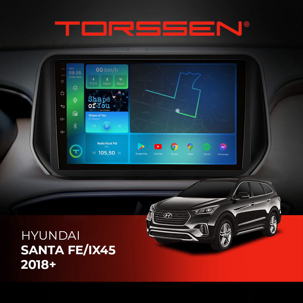 Штатная магнитола Torssen Hyundai Santa Fe/IX45 2018+ FL10 4+64Gb 4G Carplay DSP