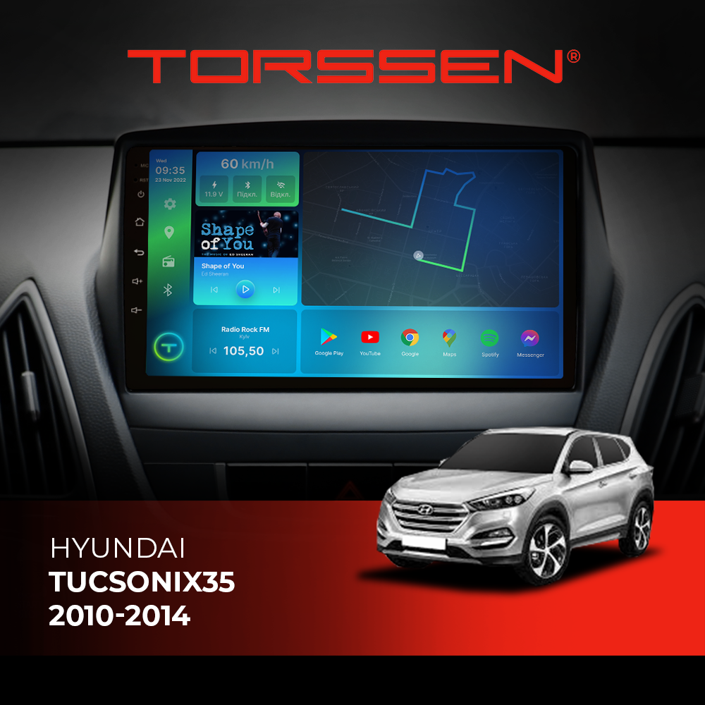 Штатная магнитола Torssen Hyundai Tucson/IX35 2010-2014  NF9 Carplay