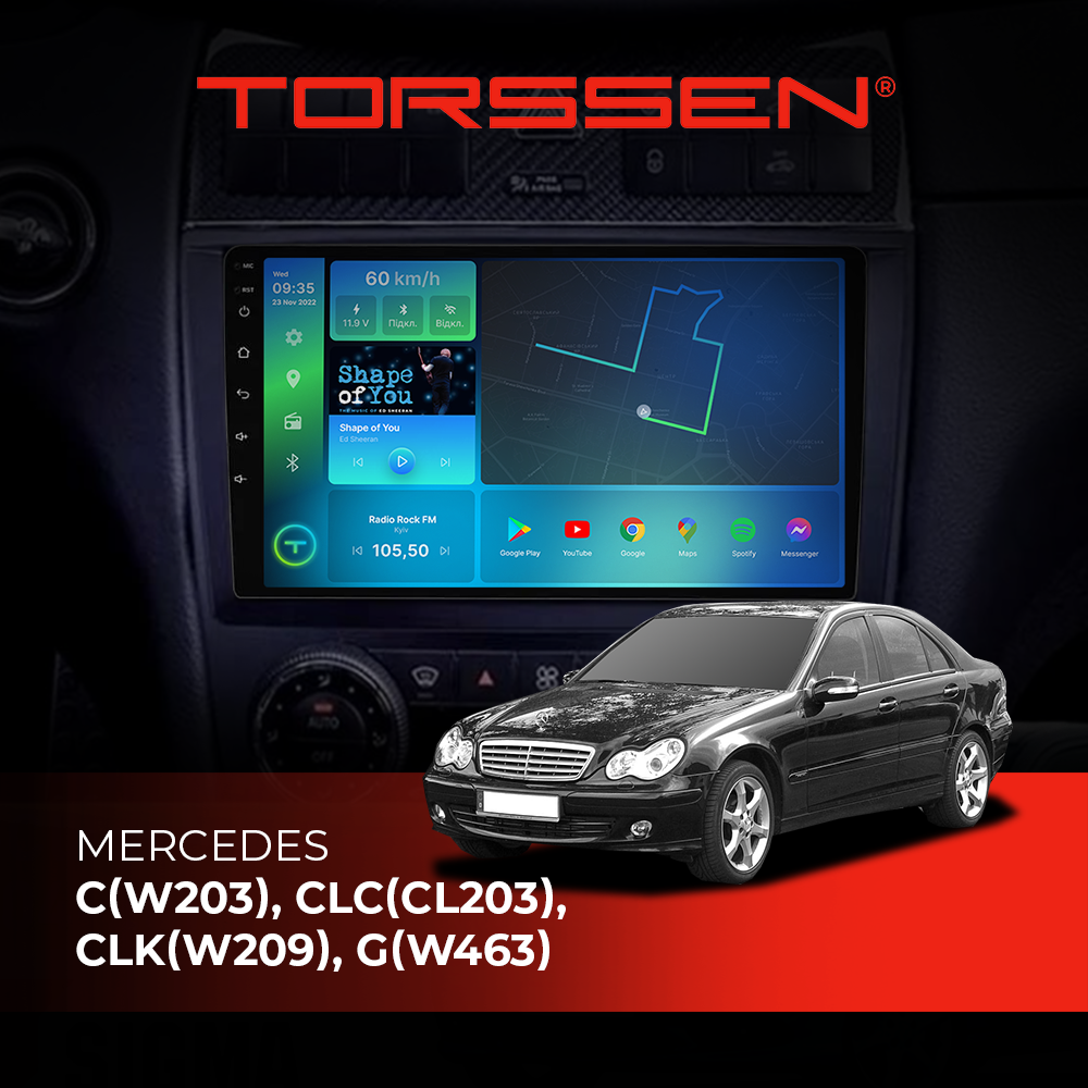 Штатная магнитола Torssen Mercedes C(W203), CLC(CL203), CLK(W209), G(W463) F98256 4G Carplay