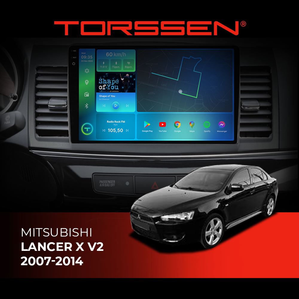 Штатная магнитола Torssen 2K Mitsubishi Lancer X V2 2007-2014 FL9 4+64Gb 4G Carplay DSP