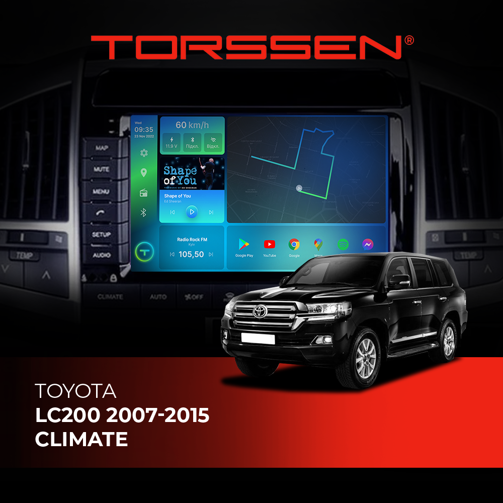 Штатная магнитола Torssen 2K Toyota LC200 2007-2015 climate F9464 4G Carplay DSP