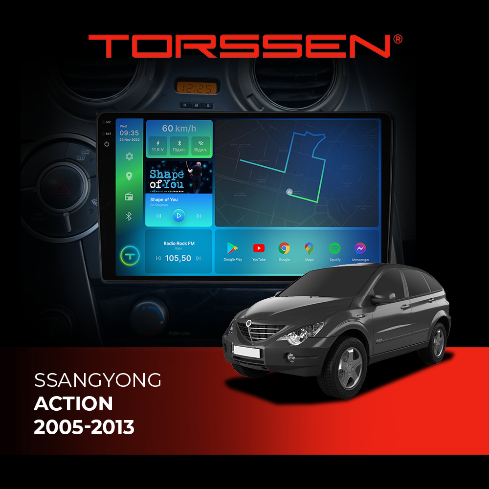 Штатная магнитола Torssen 2K SsangYong Action 05-13 F9232 4G Carplay DSP