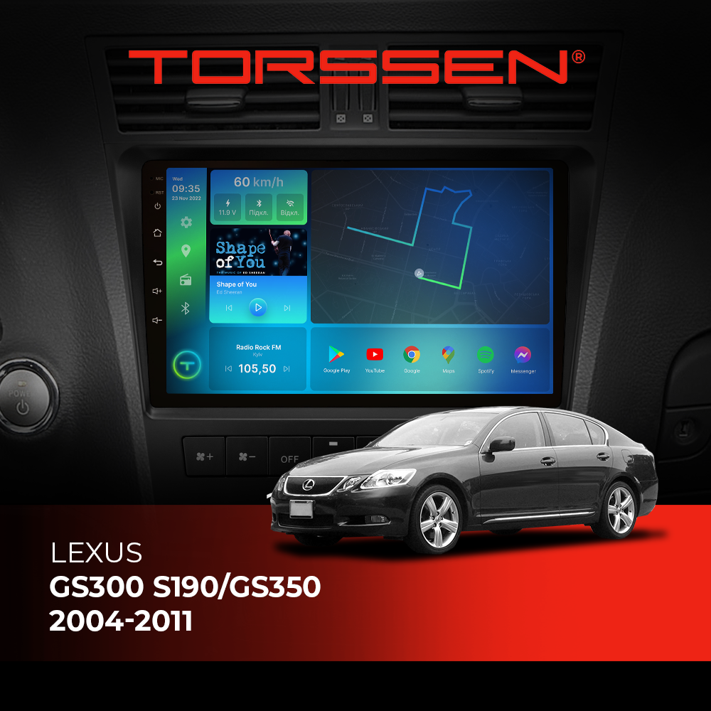 Штатная магнитола Torssen Lexus GS300 S190/GS350 04-11 FL9 4+64Gb 4G Carplay DSP