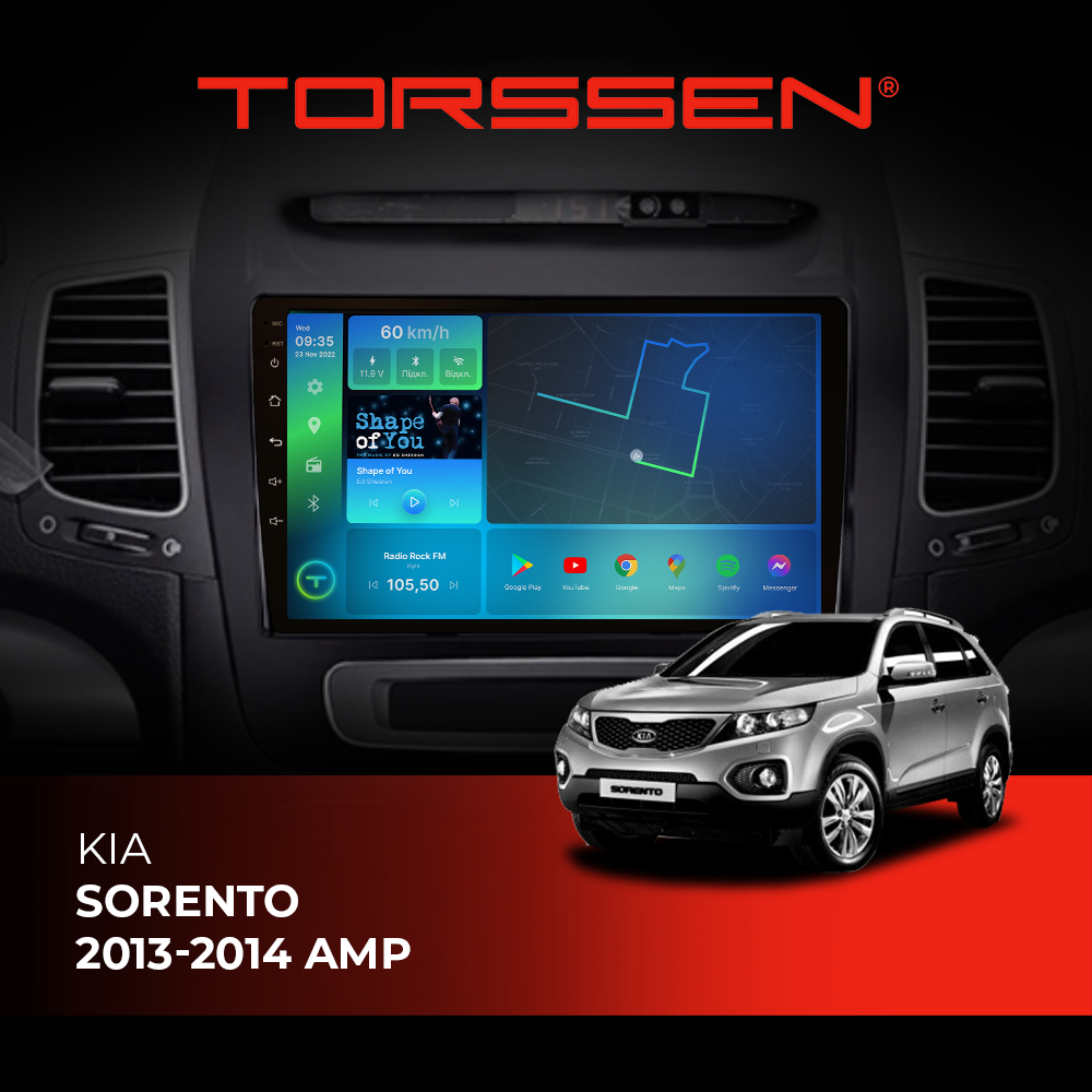 Штатная магнитола Torssen Kia Sorento 2013-2014 amp FL9 4+64Gb 4G Carplay DSP