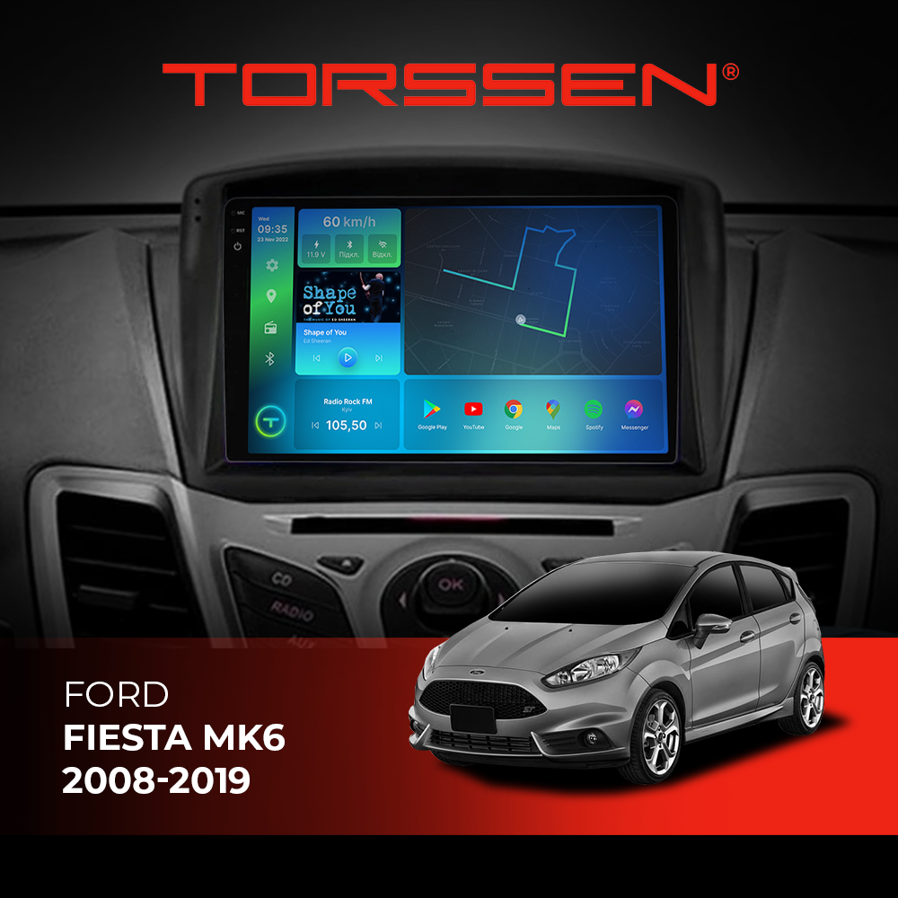 Штатная магнитола Torssen 2K Ford Fiesta MK6 08-19 F9464 4G Carplay DSP