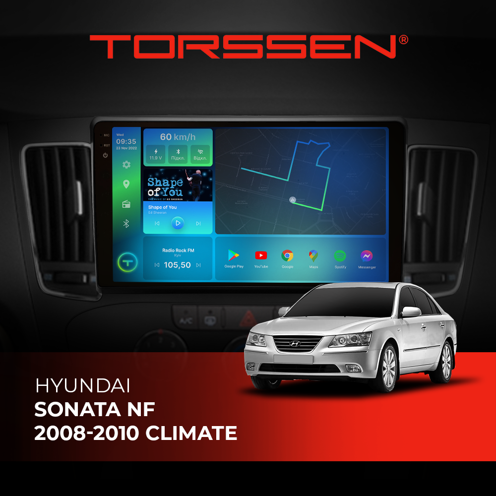 Штатна магнітола Torssen 2K Hyundai Sonata NF 08-10 climate F96128 4G Carplay DSP