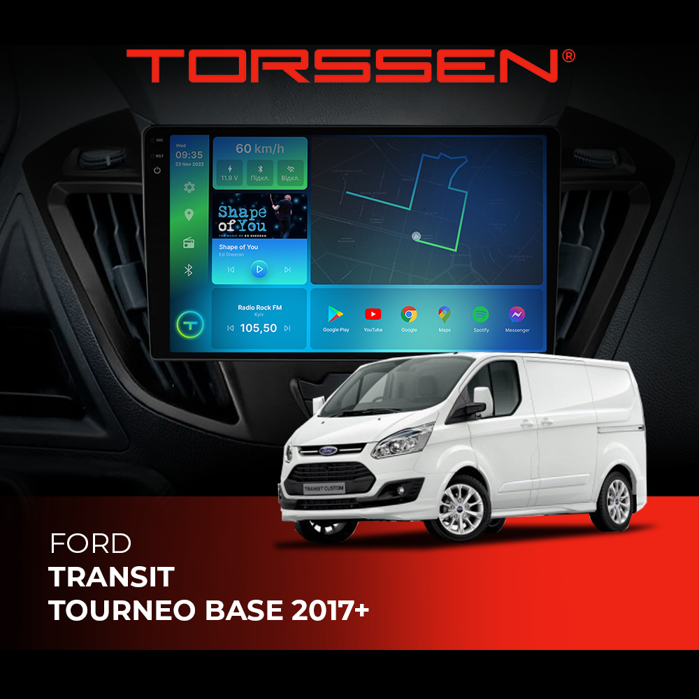 Штатна магнітола Torssen 2K Ford Transit Tourneo base 17+ F106128 4G Carplay DSP