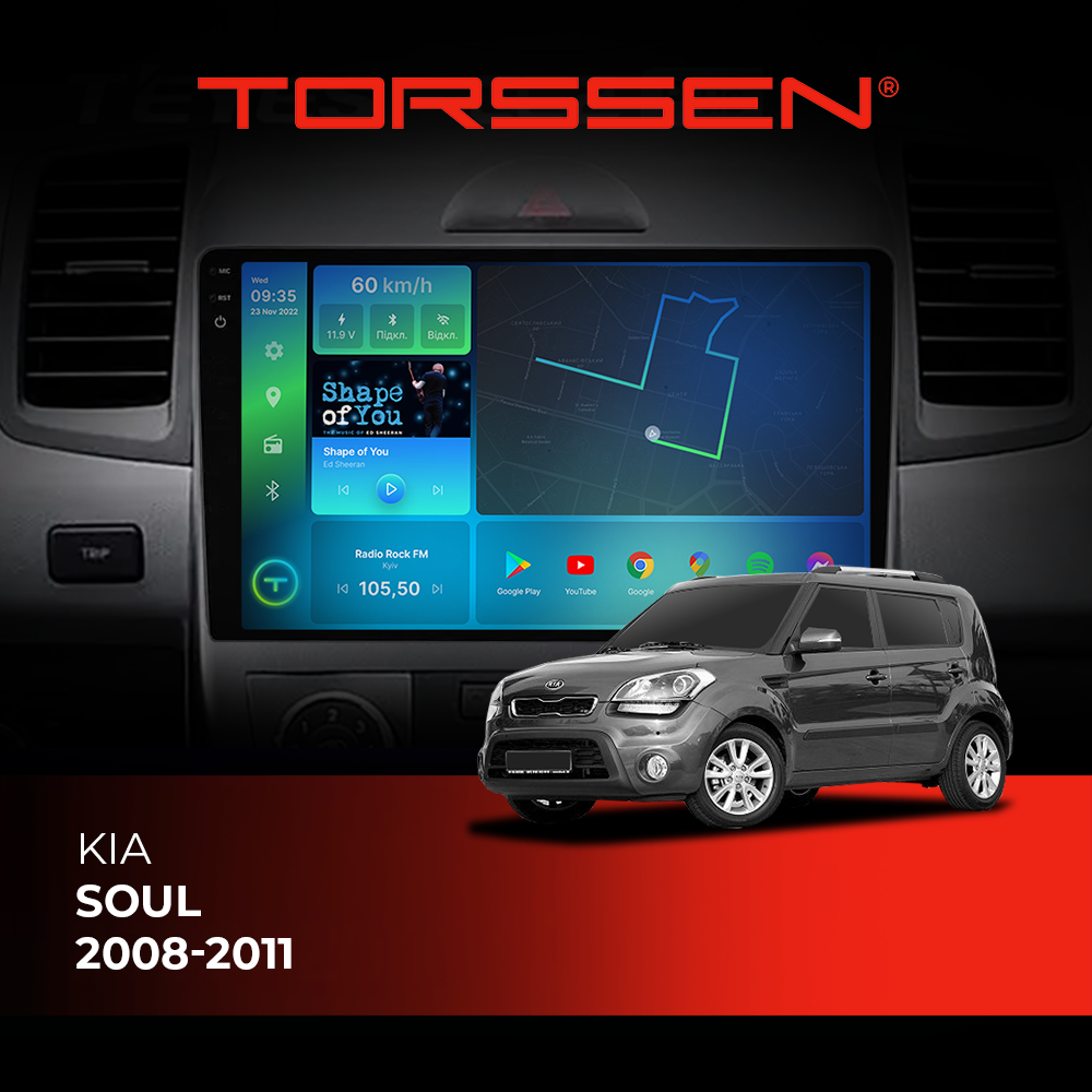 Штатна магнітола Torssen 2K Kia Soul 08-11 FL9 4+64Gb 4G Carplay DSP