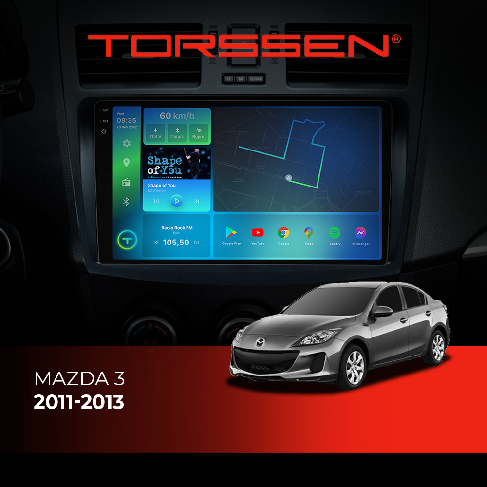 Штатная магнитола Torssen 2K Mazda 3 11-13 FL9 4+64Gb 4G Carplay DSP