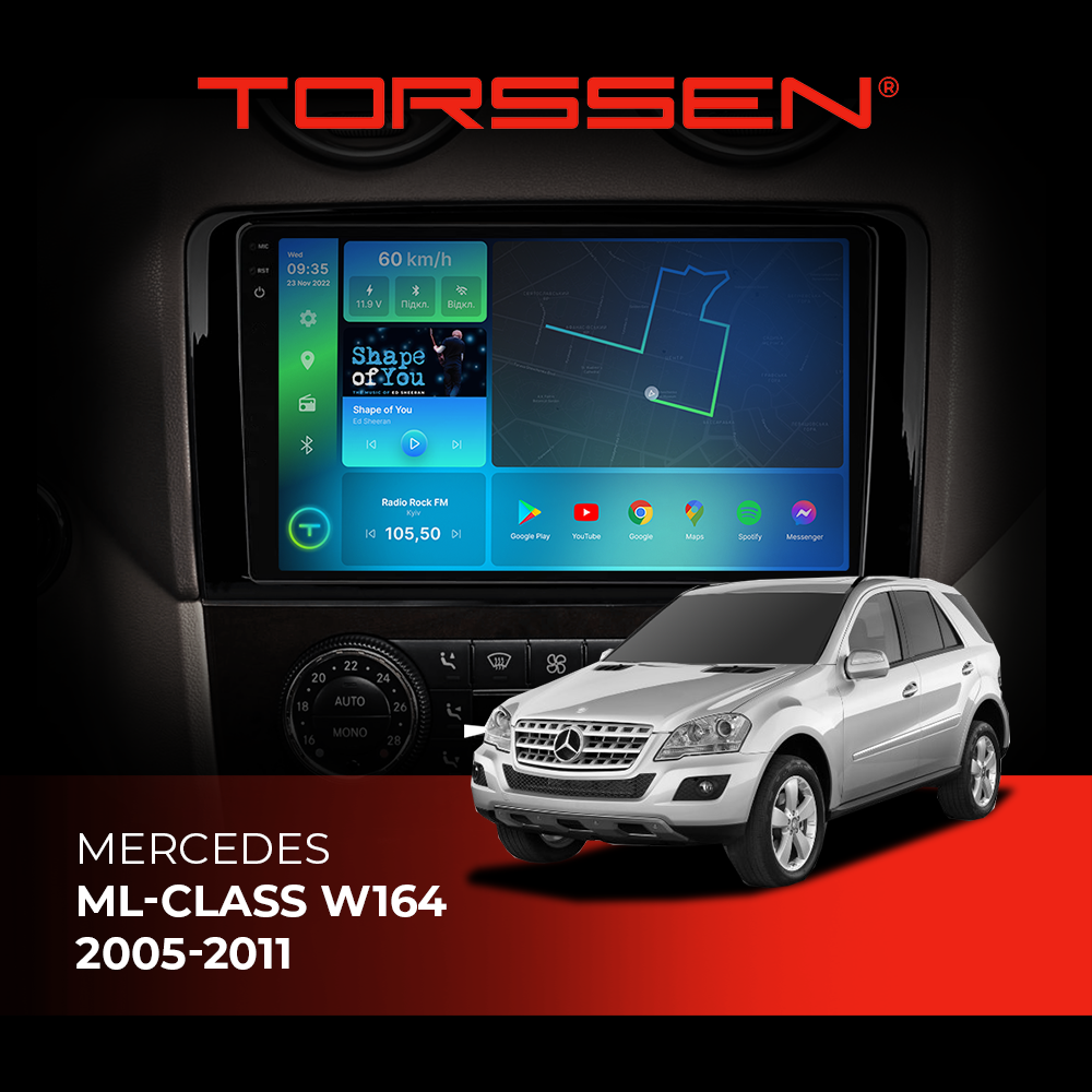 Штатная магнитола Torssen 2K Mercedes ML-class W164 2005-2011 F96128 4G Carplay DSP