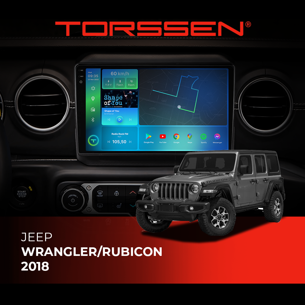 Штатная магнитола Torssen 2K DTS Jeep Wrangler/Rubicon 2018 F9432 4G Carplay DSP
