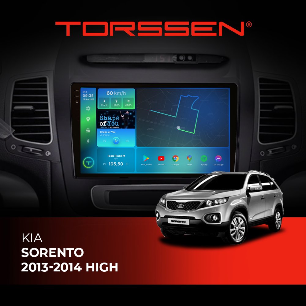 Штатная магнитола Torssen 2K DTS Kia Sorento 2013-2014 high F9432 4G Carplay DSP
